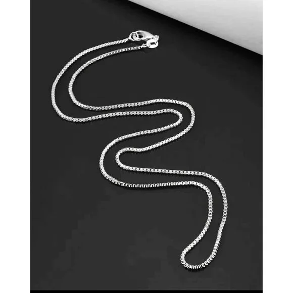Sterling Silver 925 Box Chain 1mm Necklace 20" Layering Minimalist Jewelry - Picture 1 of 5